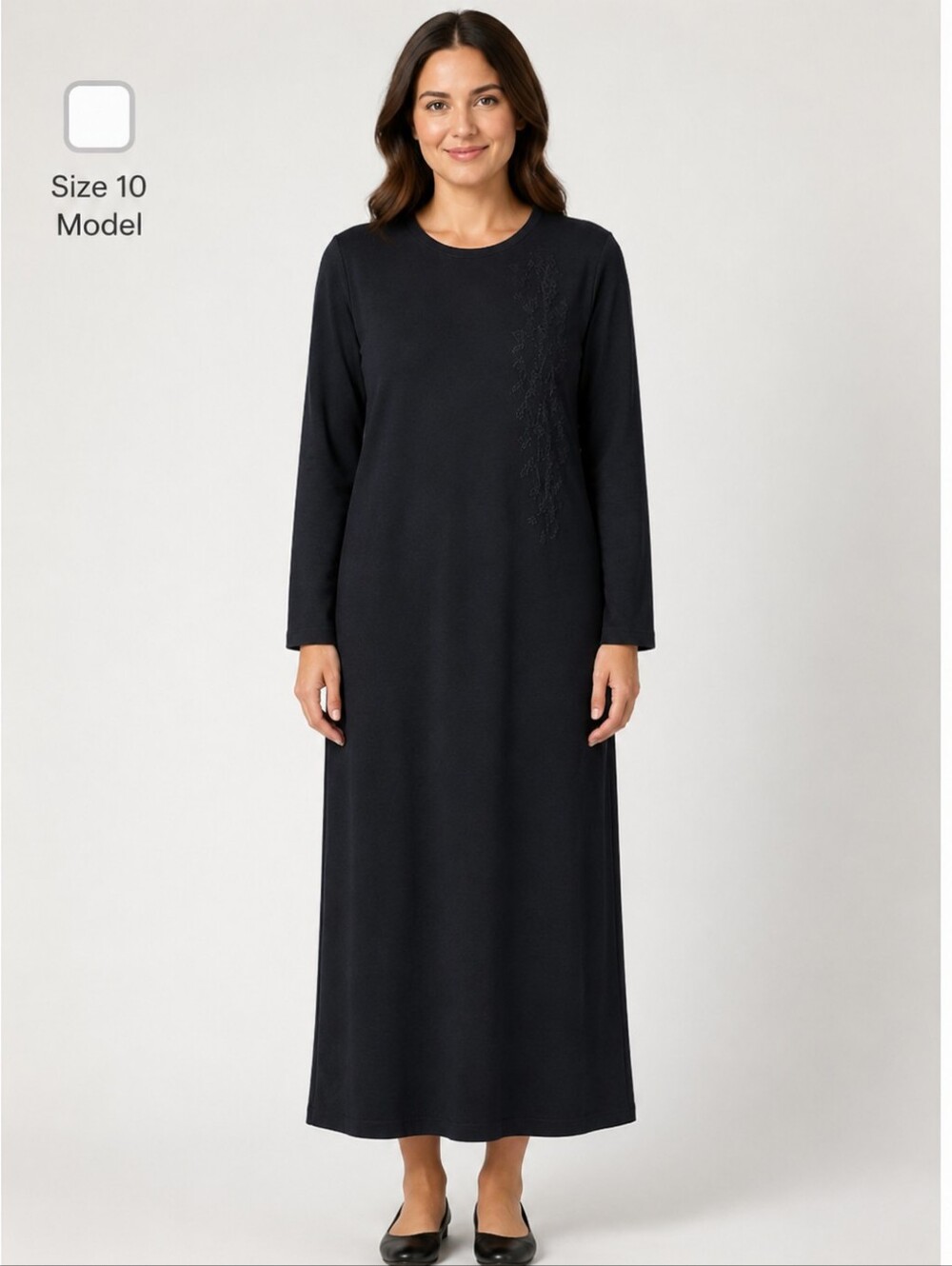 Delores Bell Long Sleeve Black Dress Size L
